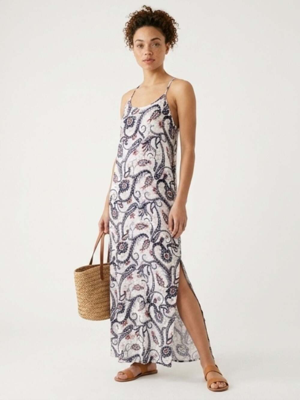 Bohemian‎ Resort Wear Slip Dress, T-Back Strap, Sz. M/L,  Paisley, Hippie